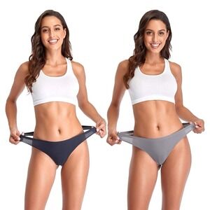 Women's Gray Thong Underwear 5-Pack | Size Large Seamless No Show Panties